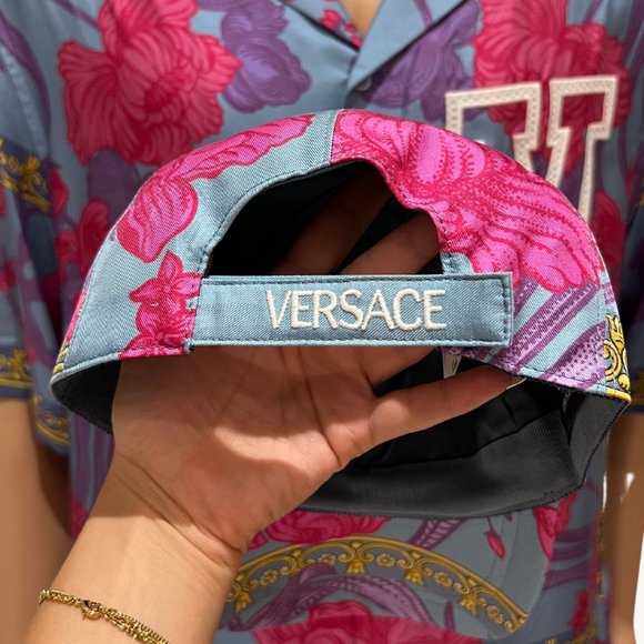 Versace Blue, Pattern Print Baseball Cap - Picture 6 of 8